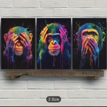 3 Pcs Wise Monkey Wall Art