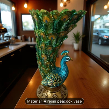 Elegant Peacock Flower Vase with Gold Accent